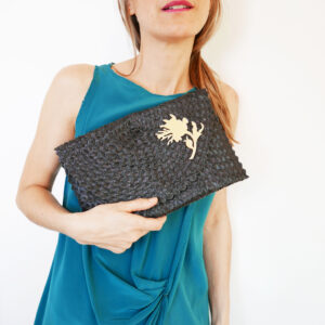 Borsetta clutch in paglia intrecciata nera | BICA-Good Morning Design