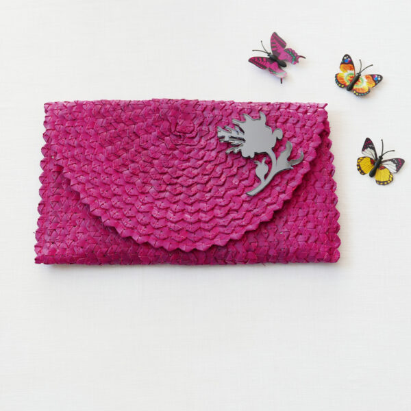 Straw Clutch Bag | Magenta | BiCA-Good Morning Design