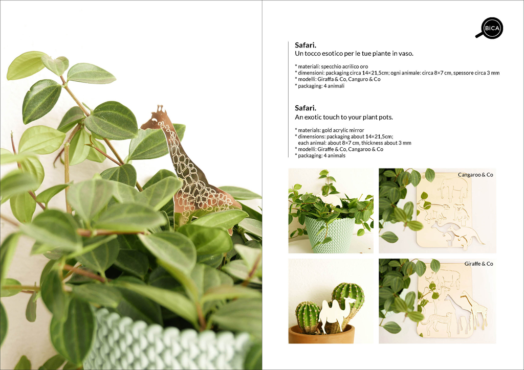 Animali decorativi per le piane in vaso | Safari | decorazioni per piante in vaso e giardino in specchio acrilico | design Milano | BiCA-Good Morning Design