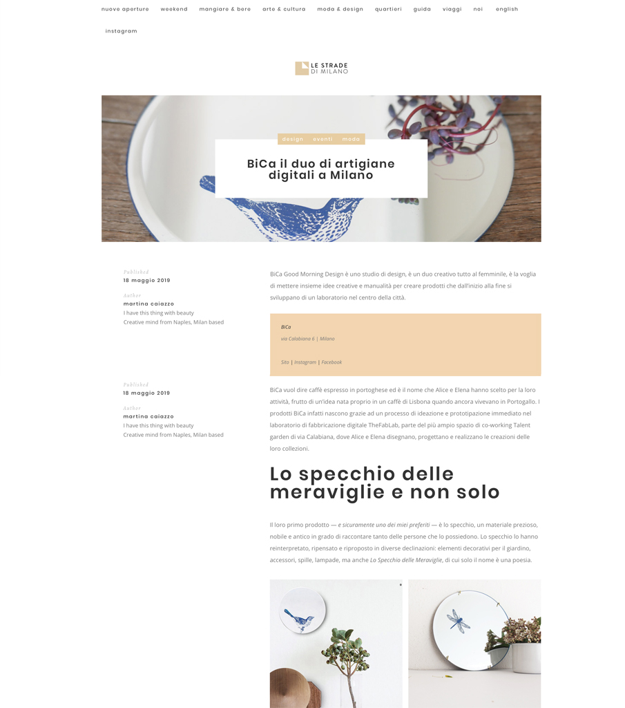 Le Strade di Milano | Specchi design | borse Design | BiCA-Good Morning Design