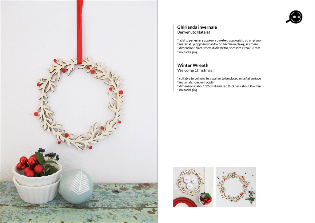 Ghirlanda Natale in legno e bacche colorati | decorazioni natalizie per la casa e la tavola | design italiano | BiCA-Good Morning Design