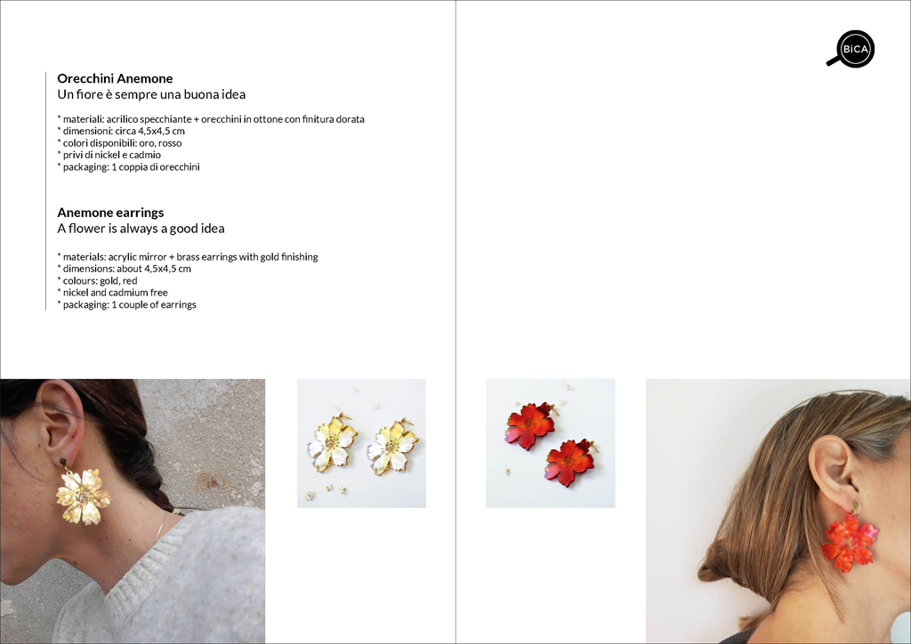 Orecchini pendenti fiore | statement earrings | orecchini Milano design | Orecchini shop online | BiCA-Good Morning Design