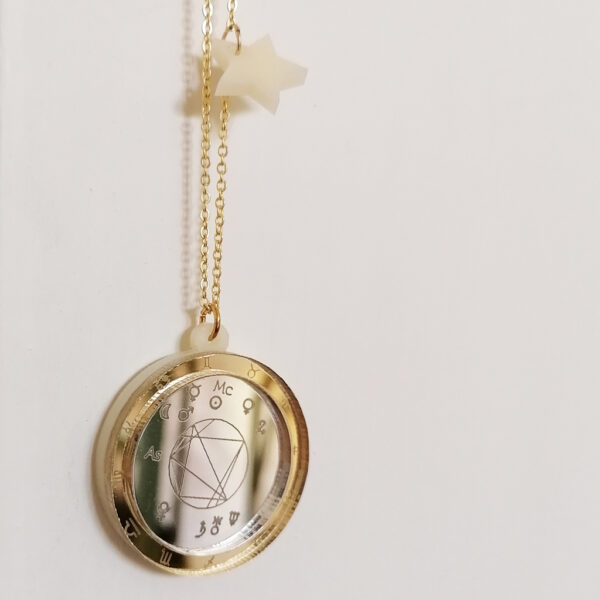 Gioiello astrologico con tema natale Ginny una parola Buona per Tutti con BiCA Good Morning Design