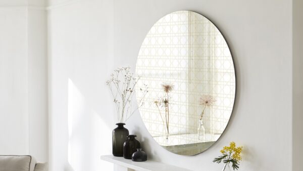 Specchio grande tondo decorativo design Italiano | Paglia di Vienna | Rattan | BiCA Good Morning Design