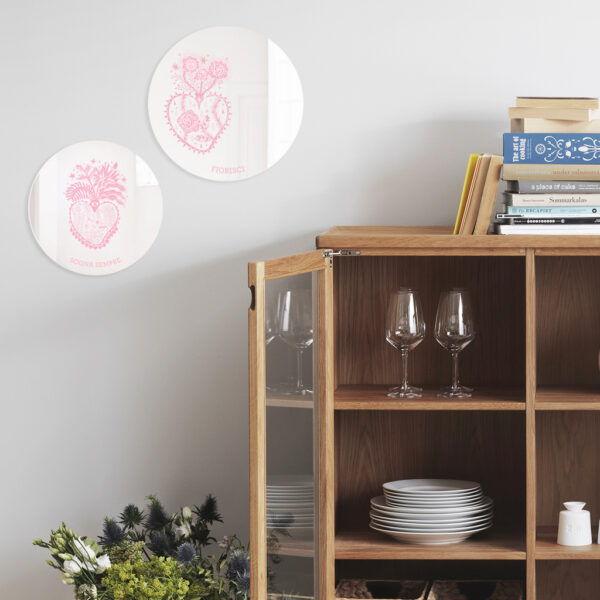 Specchi ex-voto rosa wall decoration | Cuori Sacri illustrazione di Enrica Mannari | BiCA-Good Morning Design