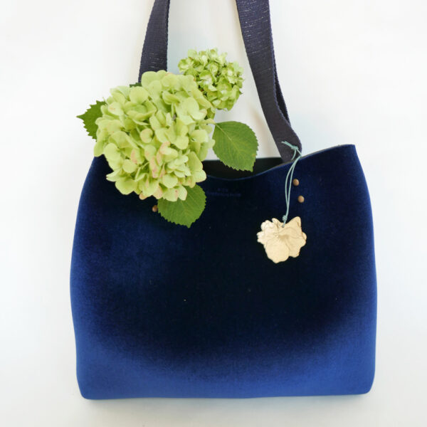 Tote Bag velluto blu e neoprene | borse fatte a mano in Italia | design italiano | BiCA-Good Morning Design