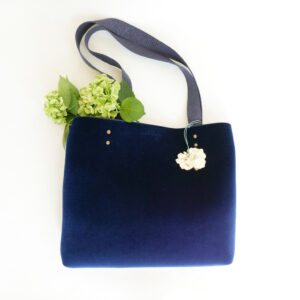 Tote Bag velluto blu e neoprene | borse fatte a mano in Italia | design italiano | BiCA-Good Morning Design