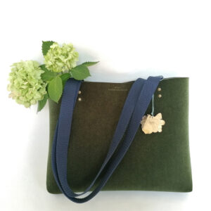 Tote Bag velluto verde e neoprene | borse fatte a mano in Italia | design italiano | BiCA-Good Morning Design