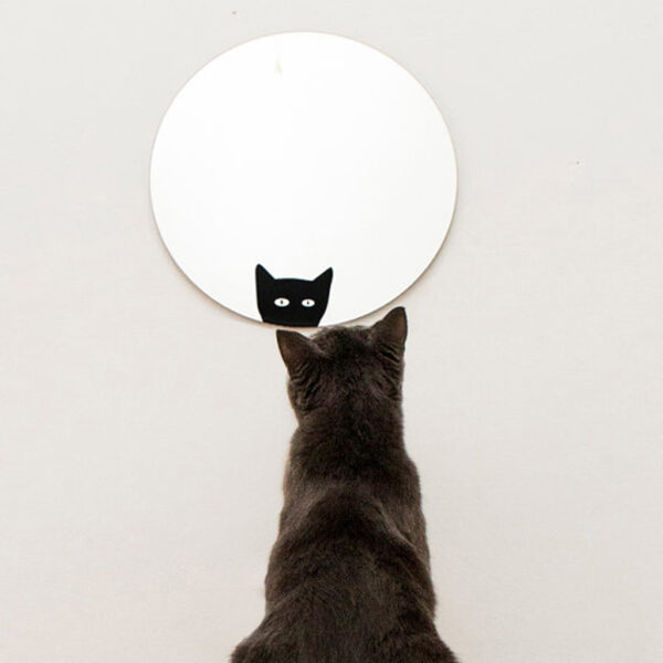 Specchio tondo decorativo con gatto | La chatte | Mirror | Morena Fortino | BiCA - Good Morning Design