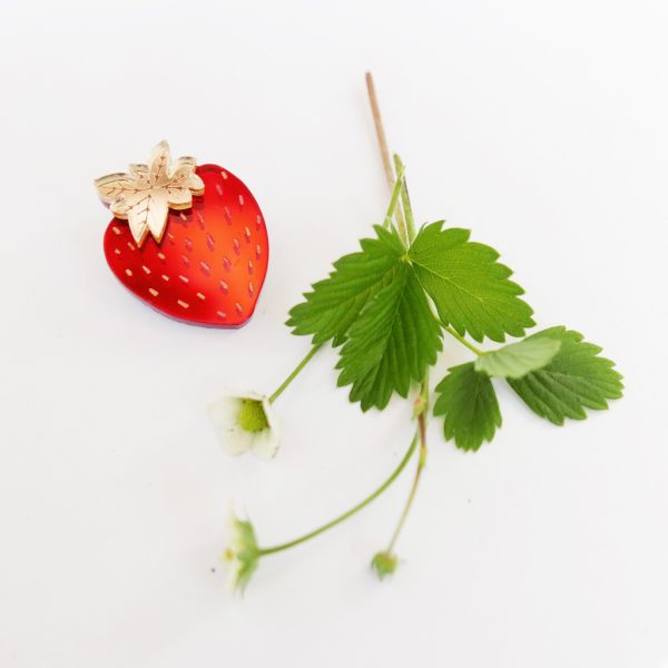spilla fragola rosso e oro | spille con frutta, fragole | BiCA Good Morning Design