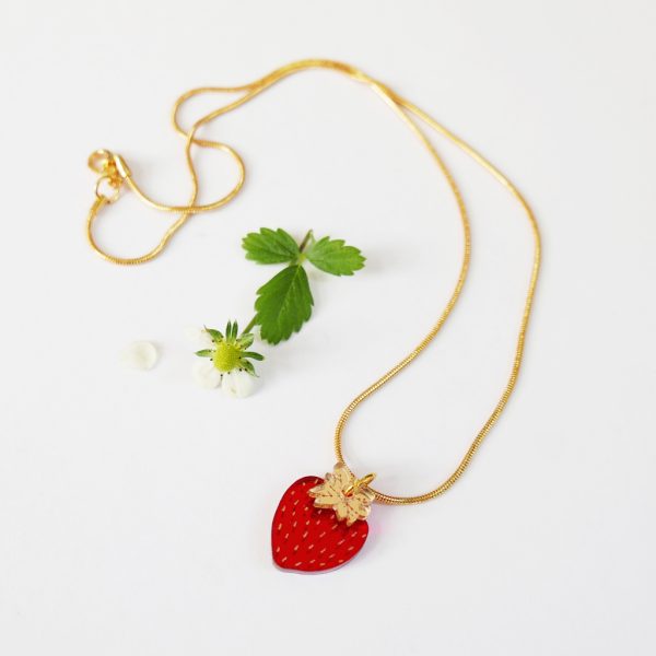 collana piccola fragola | collana catena serpentina con frutta, fragolina | BiCA Good Morning Design