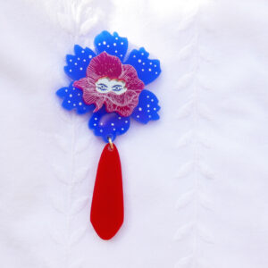 Spilla Regina dei fiori, blu e fucsia | gioielli artistici floreali | made in Italy| BiCA Good Morning Design