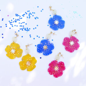 Orecchini pendenti floreali, Stella della sera | gioielli artistici con fiori | made in Italy| BiCA Good Morning Design