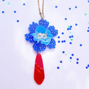 Collana Regina dei fiori, blu e azzurro | gioielli artistici floreali | made in Italy| BiCA Good Morning Design