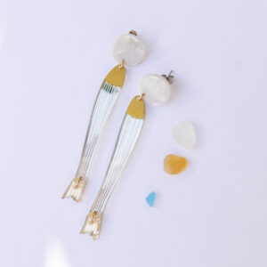 Orecchini pendenti Ondina, pesci argento, oro | gioielli artistici | dipinti a mano, made in Italy| BiCA Good Morning Design