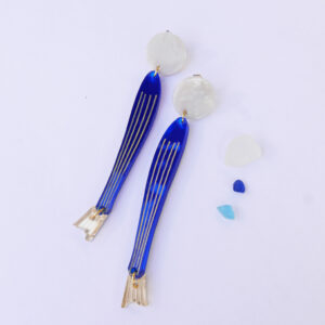 Orecchini pendenti Ondina, pesci oro e blu | gioielli artistici | dipinti a mano, made in Italy| BiCA Good Morning Design