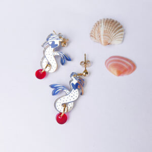 Orecchini pendenti, Sirena, dipinti a mano, made in Italy | BiCA Good Morning Design