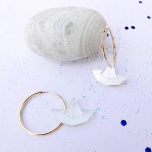 Orecchini cerchio oro BARCHETTA, minimal, argento sabbiato | gioielli artistici, originali | made in Italy | BiCA Good Morning Design