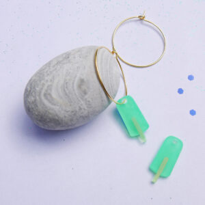 orecchini cerchio oro GHIACCIOLO, menta verde, dipinti a mano | gioielli artistici, originali | made in Italy | BiCA Good Morning Design