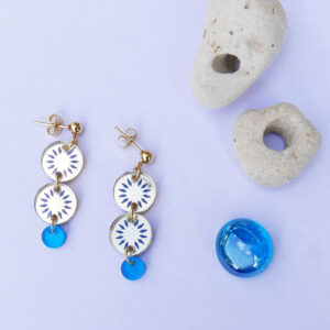 Orecchini pendenti MEDITERRANEO, geometrici, oro e azzurro | gioielli artistici, originali | made in Italy | BiCA Good Morning Design