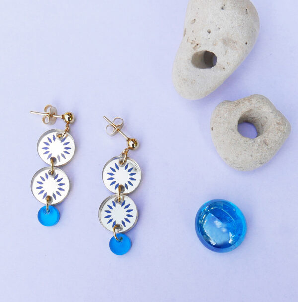 Orecchini pendenti MEDITERRANEO, geometrici, oro e azzurro | gioielli artistici, originali | made in Italy | BiCA Good Morning Design