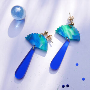 Orecchini pendenti VENTAGLIO, oro, blu, argento | gioielli artistici, originali | made in Italy | BiCA Good Morning Design