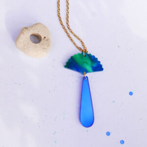 Collana VENTAGLIO, oro, blu, argento | gioielli artistici, originali | made in Italy | BiCA Good Morning Design